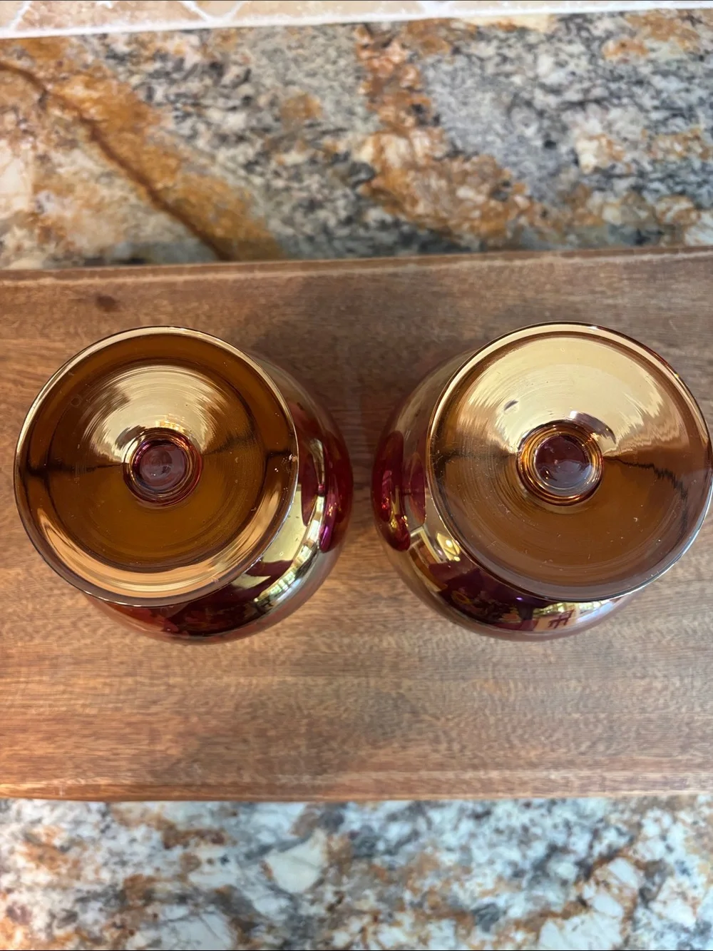 Vintage Bohemian/Czech Hand-Painted Floral Brandy Glasses - Set of 2
